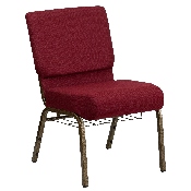 HERCULES Series 21''W Church Chair in Burgundy Fabric with Cup Book Rack - Gold Vein Frame, FD-CH0221-4-GV-3169-BAS-GG