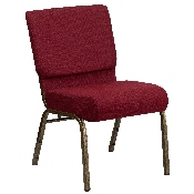 HERCULES Series 21''W Stacking Church Chair in Burgundy Fabric - Gold Vein Frame, FD-CH0221-4-GV-3169-GG