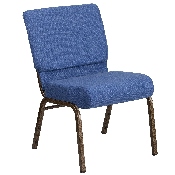 HERCULES Series 21''W Stacking Church Chair in Blue Fabric - Gold Vein Frame, FD-CH0221-4-GV-BLUE-GG