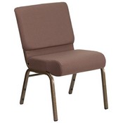 HERCULES Series 21''W Stacking Church Chair in Brown Dot Fabric - Gold Vein Frame, FD-CH0221-4-GV-BNDOT-GG