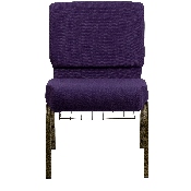 HERCULES Series 21''W Church Chair in Royal Purple Fabric with Cup Book Rack - Gold Vein Frame, FD-CH0221-4-GV-ROY-BAS-GG
