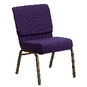 HERCULES Series 21''W Stacking Church Chair in Royal Purple Fabric - Gold Vein Frame, FD-CH0221-4-GV-ROY-GG
