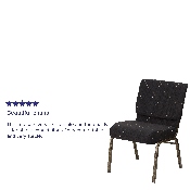 HERCULES Series 21''W Stacking Church Chair in Black Dot Patterned Fabric - Gold Vein Frame, FD-CH0221-4-GV-S0806-GG