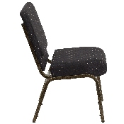 HERCULES Series 21''W Stacking Church Chair in Black Dot Patterned Fabric - Gold Vein Frame, FD-CH0221-4-GV-S0806-GG