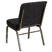HERCULES Series 21''W Stacking Church Chair in Black Dot Patterned Fabric - Gold Vein Frame, FD-CH0221-4-GV-S0806-GG