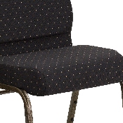 HERCULES Series 21''W Stacking Church Chair in Black Dot Patterned Fabric - Gold Vein Frame, FD-CH0221-4-GV-S0806-GG