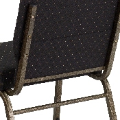 HERCULES Series 21''W Stacking Church Chair in Black Dot Patterned Fabric - Gold Vein Frame, FD-CH0221-4-GV-S0806-GG