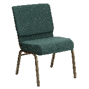 HERCULES Series 21''W Stacking Church Chair in Hunter Green Dot Patterned Fabric - Gold Vein Frame, FD-CH0221-4-GV-S0808-GG