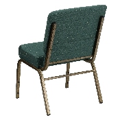 HERCULES Series 21''W Stacking Church Chair in Hunter Green Dot Patterned Fabric - Gold Vein Frame, FD-CH0221-4-GV-S0808-GG