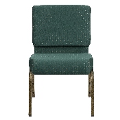HERCULES Series 21''W Stacking Church Chair in Hunter Green Dot Patterned Fabric - Gold Vein Frame, FD-CH0221-4-GV-S0808-GG