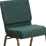 HERCULES Series 21''W Stacking Church Chair in Hunter Green Dot Patterned Fabric - Gold Vein Frame, FD-CH0221-4-GV-S0808-GG