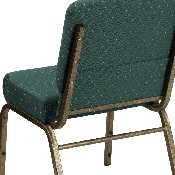 HERCULES Series 21''W Stacking Church Chair in Hunter Green Dot Patterned Fabric - Gold Vein Frame, FD-CH0221-4-GV-S0808-GG