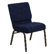 HERCULES Series 21''W Stacking Church Chair in Navy Blue Dot Patterned Fabric - Gold Vein Frame, FD-CH0221-4-GV-S0810-GG