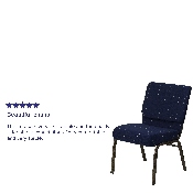 HERCULES Series 21''W Stacking Church Chair in Navy Blue Dot Patterned Fabric - Gold Vein Frame, FD-CH0221-4-GV-S0810-GG