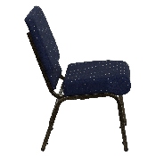 HERCULES Series 21''W Stacking Church Chair in Navy Blue Dot Patterned Fabric - Gold Vein Frame, FD-CH0221-4-GV-S0810-GG