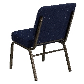 HERCULES Series 21''W Stacking Church Chair in Navy Blue Dot Patterned Fabric - Gold Vein Frame, FD-CH0221-4-GV-S0810-GG