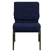 HERCULES Series 21''W Stacking Church Chair in Navy Blue Dot Patterned Fabric - Gold Vein Frame, FD-CH0221-4-GV-S0810-GG