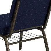 HERCULES Series 21''W Stacking Church Chair in Navy Blue Dot Patterned Fabric - Gold Vein Frame, FD-CH0221-4-GV-S0810-GG