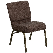 HERCULES Series 21''W Stacking Church Chair in Brown Fabric - Gold Vein Frame, FD-CH0221-4-GV-S0819-GG