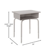 Billie Student Desk with Open Front Metal Book Box - Gray Granite/Silver, FD-DESK-GY-GY-GG