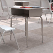 Billie Student Desk with Open Front Metal Book Box - Gray Granite/Silver, FD-DESK-GY-GY-GG