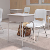 Billie Student Desk with Open Front Metal Book Box - Gray Granite/Silver, FD-DESK-GY-GY-GG