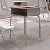 Billie Student Desk with Open Front Metal Book Box - Walnut/Silver, FD-DESK-GY-WAL-GG