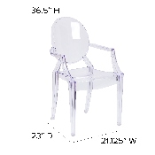 Ghost Chair with Arms in Transparent Crystal, FH-124-APC-CLR-GG