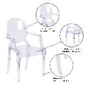 Ghost Chair with Arms in Transparent Crystal, FH-124-APC-CLR-GG