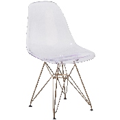 Elon Series Ghost Chair with Gold Metal Base, FH-130-CPC1-GG