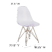 Elon Series Ghost Chair with Gold Metal Base, FH-130-CPC1-GG