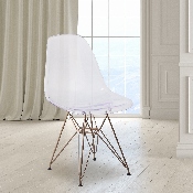 Elon Series Ghost Chair with Gold Metal Base, FH-130-CPC1-GG