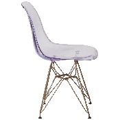 Elon Series Ghost Chair with Gold Metal Base, FH-130-CPC1-GG