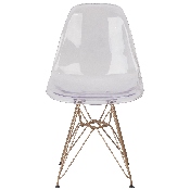 Elon Series Ghost Chair with Gold Metal Base, FH-130-CPC1-GG