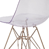 Elon Series Ghost Chair with Gold Metal Base, FH-130-CPC1-GG