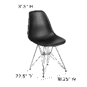 Elon Series Black Plastic Chair with Chrome Base, FH-130-CPP1-BK-GG