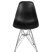 Elon Series Black Plastic Chair with Chrome Base, FH-130-CPP1-BK-GG
