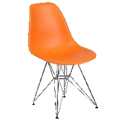 Elon Series Orange Plastic Chair with Chrome Base, FH-130-CPP1-OR-GG