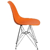 Elon Series Orange Plastic Chair with Chrome Base, FH-130-CPP1-OR-GG