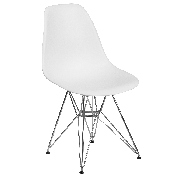Elon Series White Plastic Chair with Chrome Base, FH-130-CPP1-WH-GG