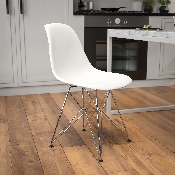 Elon Series White Plastic Chair with Chrome Base, FH-130-CPP1-WH-GG