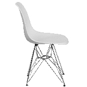 Elon Series White Plastic Chair with Chrome Base, FH-130-CPP1-WH-GG