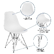 Elon Series White Plastic Chair with Chrome Base, FH-130-CPP1-WH-GG