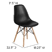 Elon Series Black Plastic Chair with Wooden Legs, FH-130-DPP-BK-GG