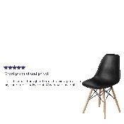 Elon Series Black Plastic Chair with Wooden Legs, FH-130-DPP-BK-GG