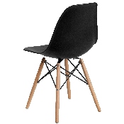 Elon Series Black Plastic Chair with Wooden Legs, FH-130-DPP-BK-GG