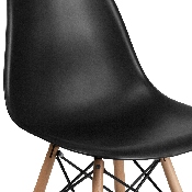 Elon Series Black Plastic Chair with Wooden Legs, FH-130-DPP-BK-GG