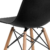 Elon Series Black Plastic Chair with Wooden Legs, FH-130-DPP-BK-GG