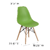 Elon Series Green Plastic Chair with Wooden Legs, FH-130-DPP-GN-GG