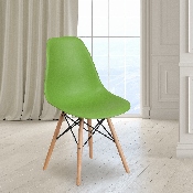 Elon Series Green Plastic Chair with Wooden Legs, FH-130-DPP-GN-GG